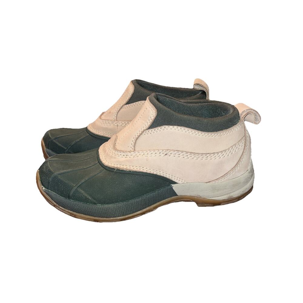 L.L. Bean Green and Cream Ankle Boots